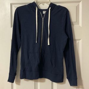 old navy navy blue thin zip-up hoodie